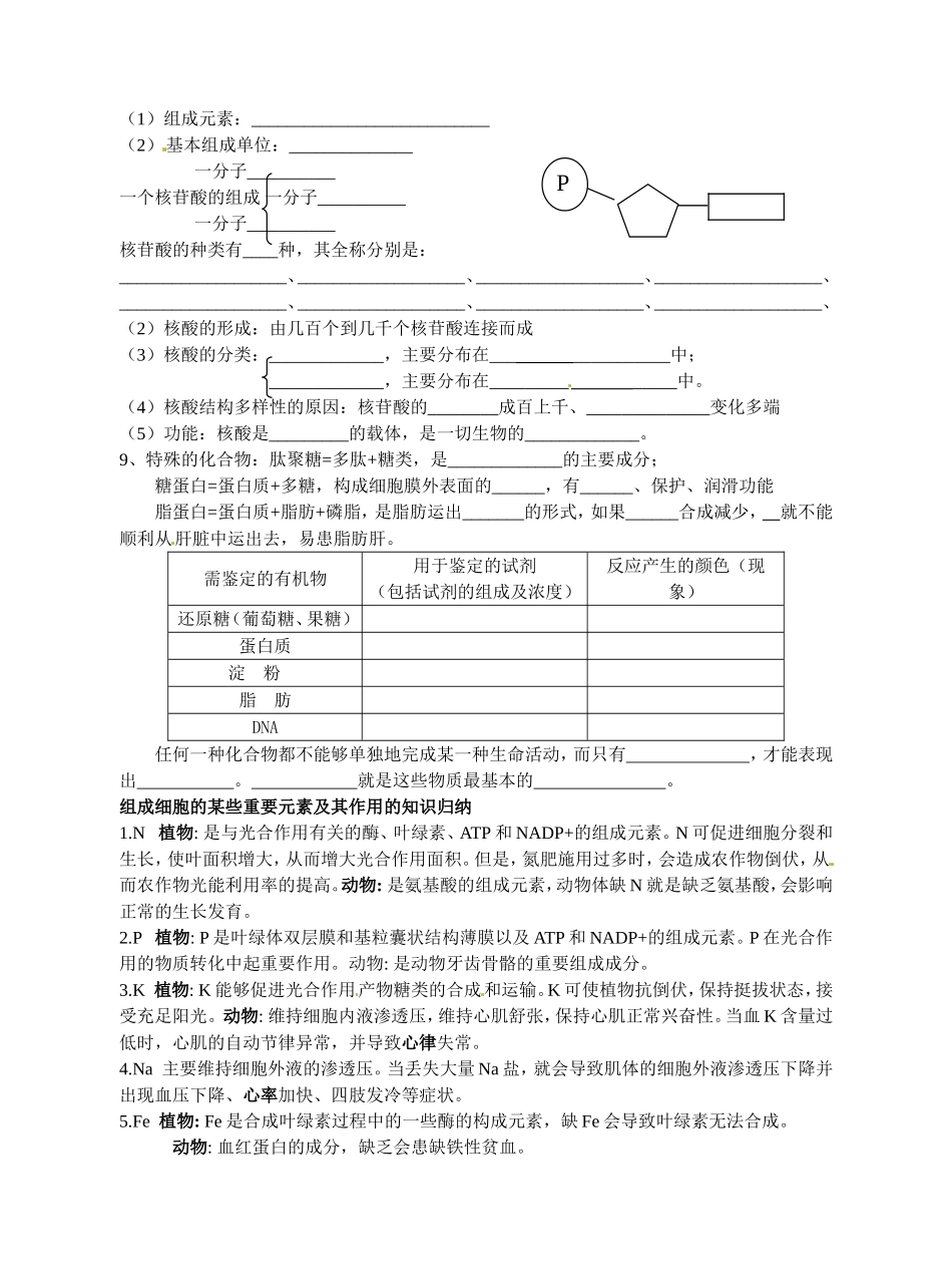 旧体系2010届高三生物二轮复习学案——第2讲 生命的物质基础_第3页