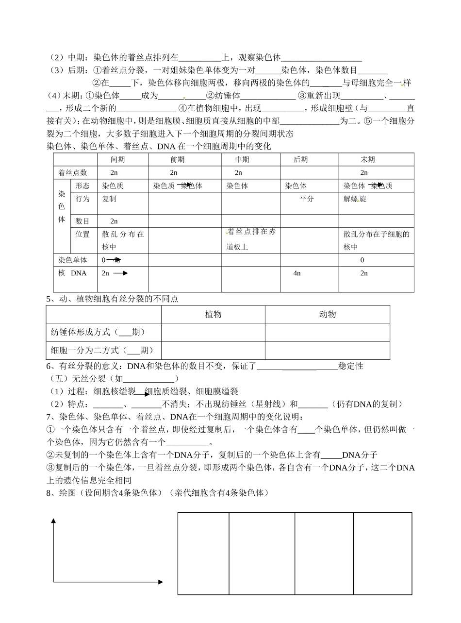 旧体系2010届高三生物二轮复习学案——第4讲 细胞增殖_第2页