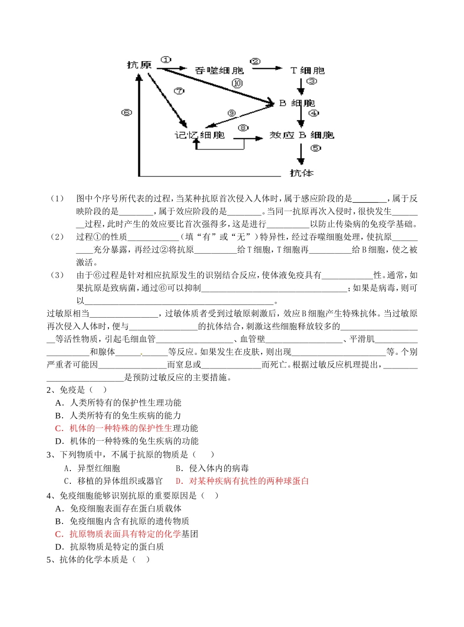 旧体系2010届高三生物二轮复习学案——第16讲 人体的免疫_第2页
