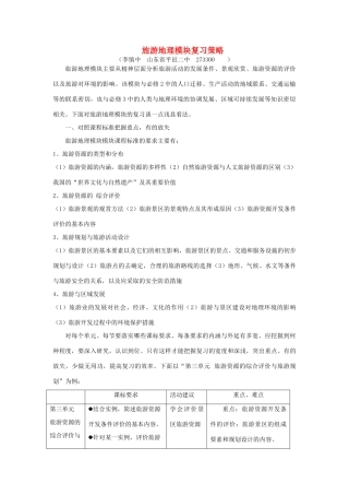 旅游地理模块复习策略