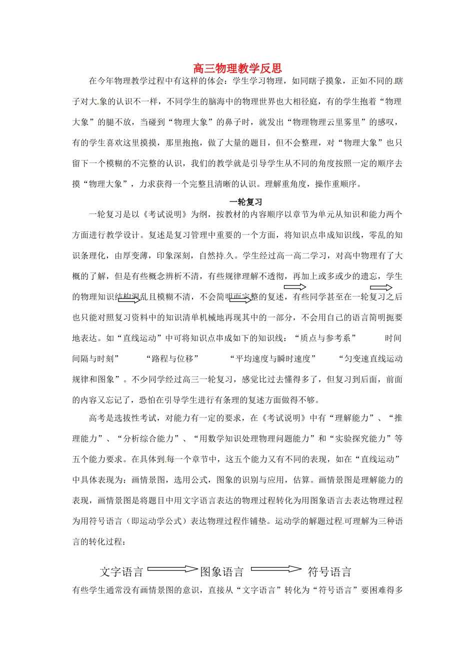 新疆布尔津县高级中学高三物理教师教学反思 新人教版_第1页