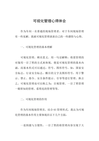 可视化管理心得体会