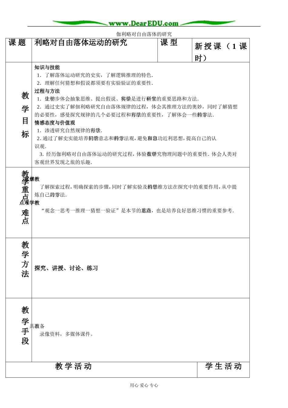 新人教版高中物理必修1伽利略对自由落体的研究_第1页