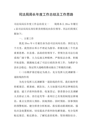 司法局局长年度工作总结及工作思路