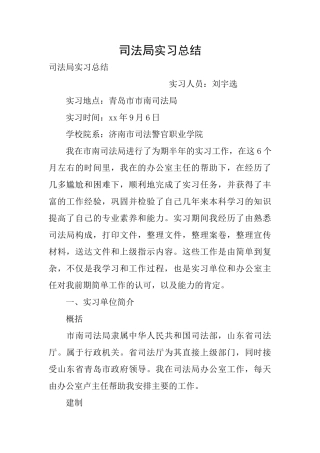 司法局实习总结