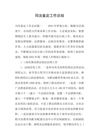 司法鉴定工作总结