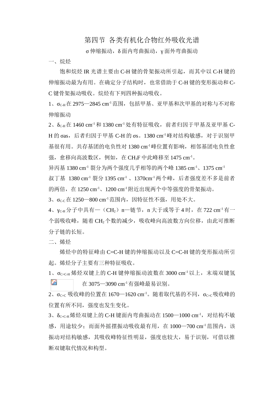 各类有机物的红外吸收峰_第1页