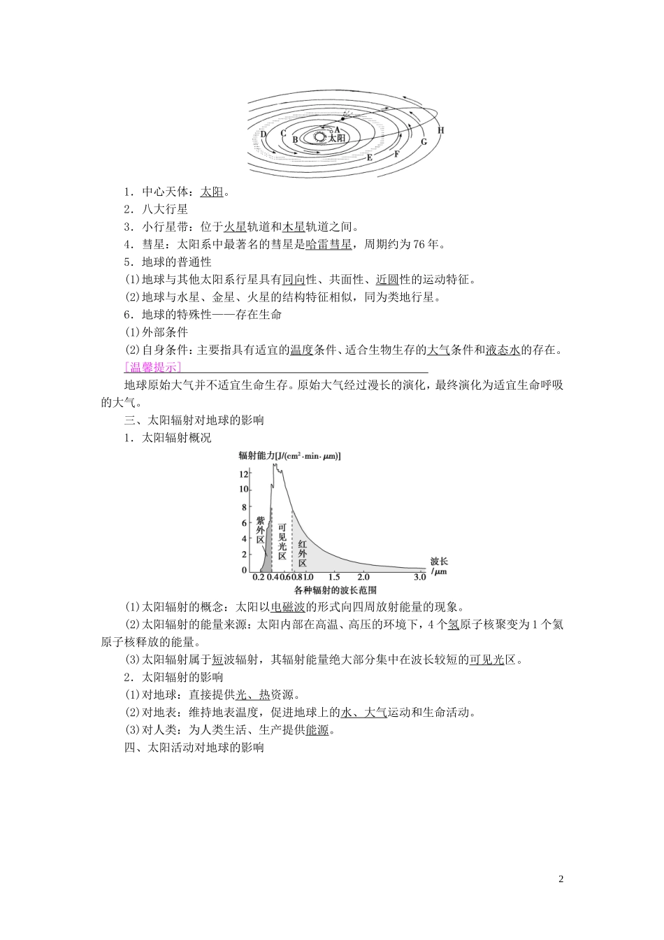 新高考地理一轮复习 第1部分 第1章 行星地球 第3讲 地球的宇宙环境和地球的圈层结构教学案 新人教版-新人教版高三全册地理教学案_第2页