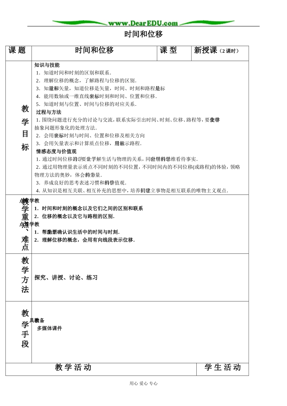 新人教版高中物理必修1时间和位移_第1页