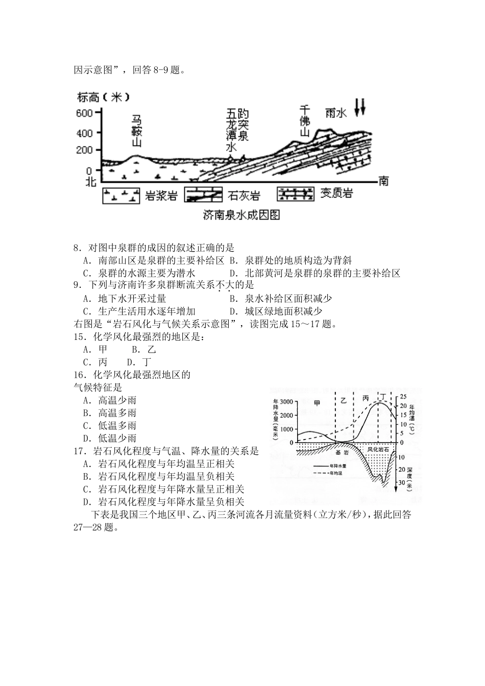 水圈、岩石圈相关训练_第2页