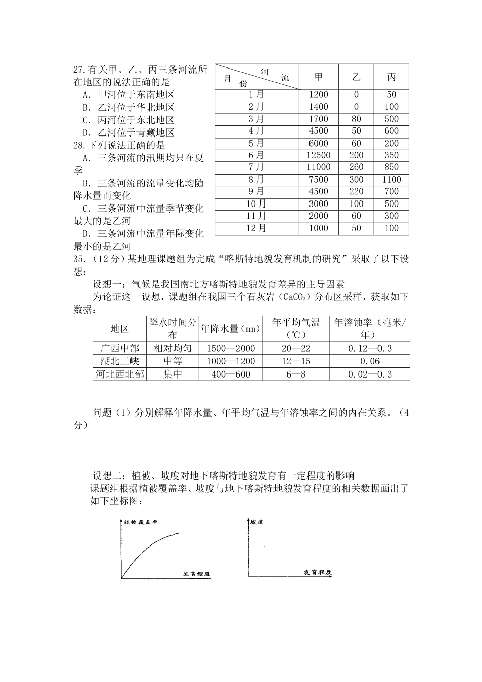 水圈、岩石圈相关训练_第3页