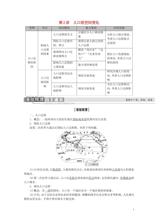 新高考地理一轮复习 第2部分 第6章 人口的变化 第2讲 人口的空间变化教学案 新人教版-新人教版高三全册地理教学案