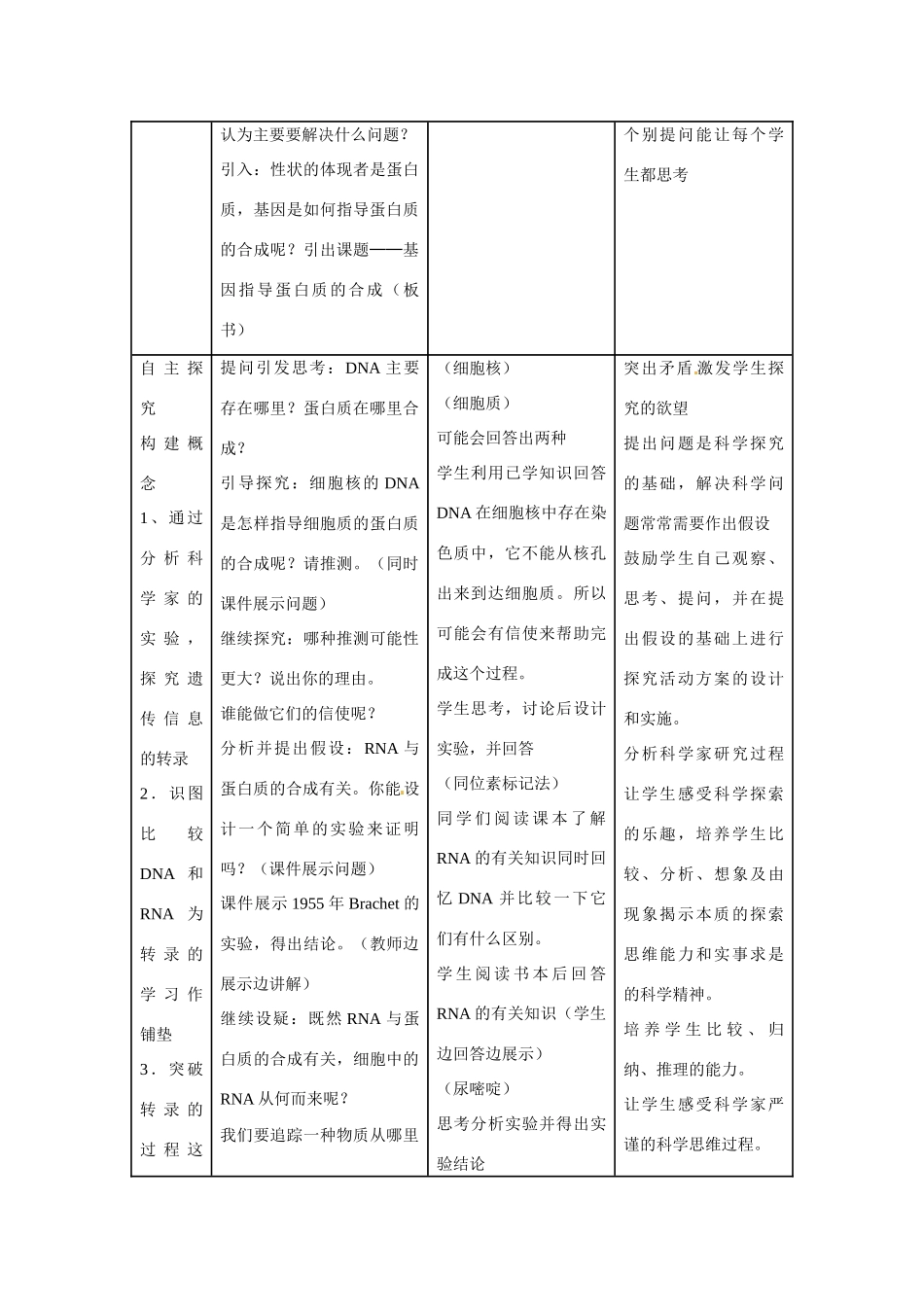 新疆精河高级中学2014年高中生物《4.1 基因指导蛋白质的合成》教案 新人教版必修2_第3页