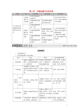 新高考地理一轮复习 第2部分 第10章 交通运输布局及其影响 第1讲 交通运输方式和布局教学案 新人教版-新人教版高三全册地理教学案