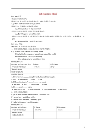 校高三英语 语法专题subjunctive mood复习学案-人教版高三全册英语学案