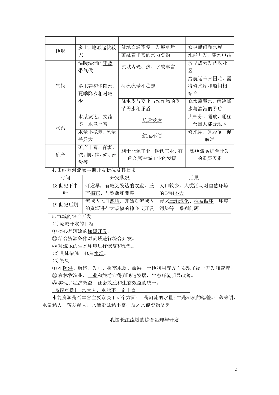 新高考地理一轮复习 第3部分 第14章 区域自然资源综合开发利用 第2讲 流域的综合开发教学案 新人教版-新人教版高三全册地理教学案_第2页