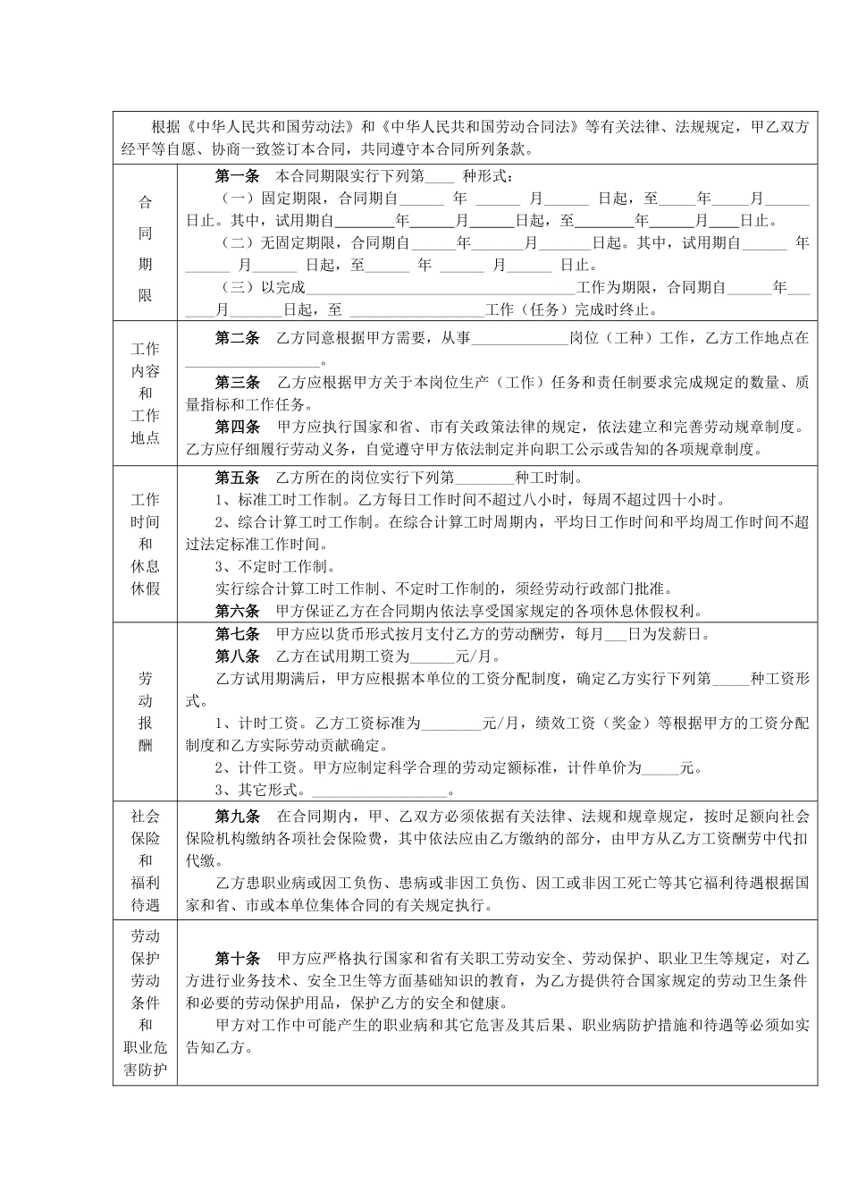 合肥市劳动合同范本_第3页