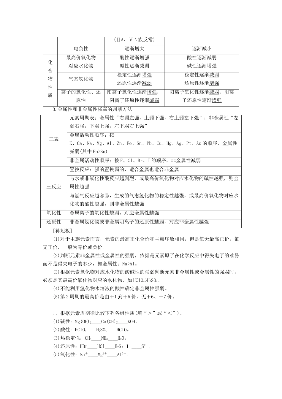 新高考化学一轮复习 第4章 物质结构与性质（含选修） 第2节 元素周期律和元素周期表教学案 鲁科版-鲁科版高三选修化学教学案_第2页