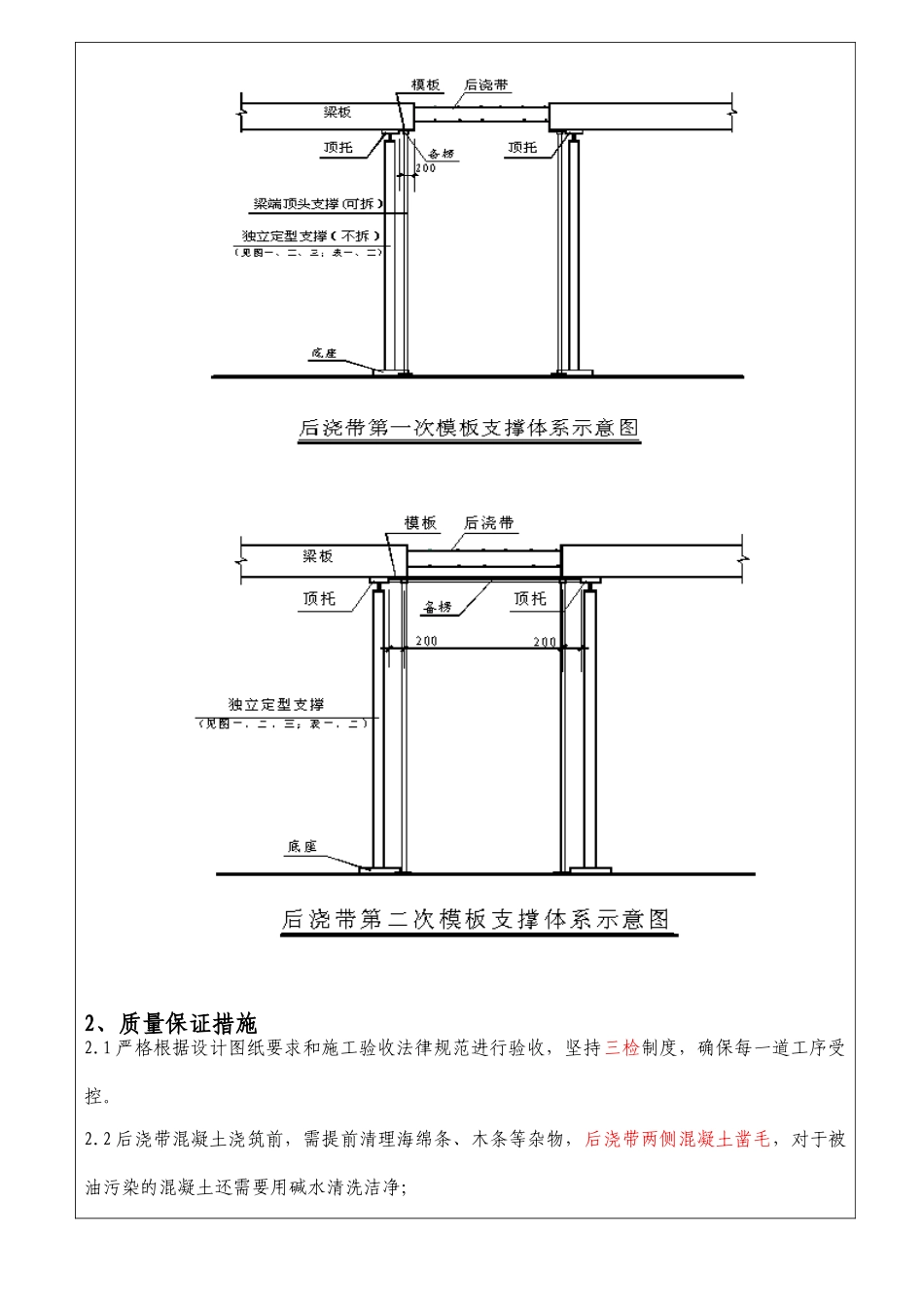 后浇带模板技术交底_第2页