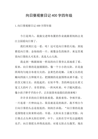 向日葵观察日记400字四年级