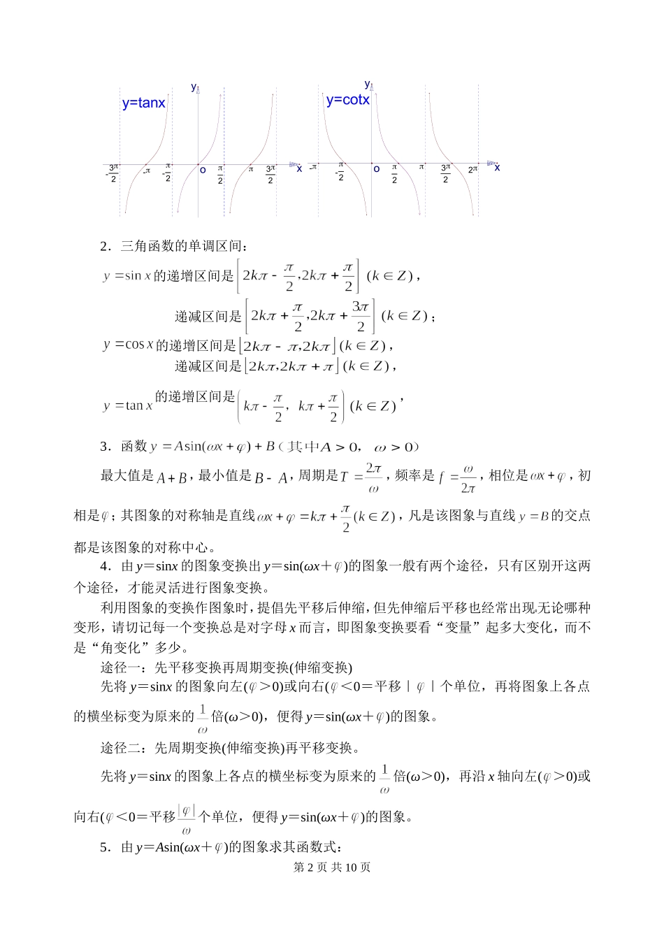 新课标2009高三数学第一轮复习单元讲座（共41讲）：第23讲 三角函数的图象与性质_第2页