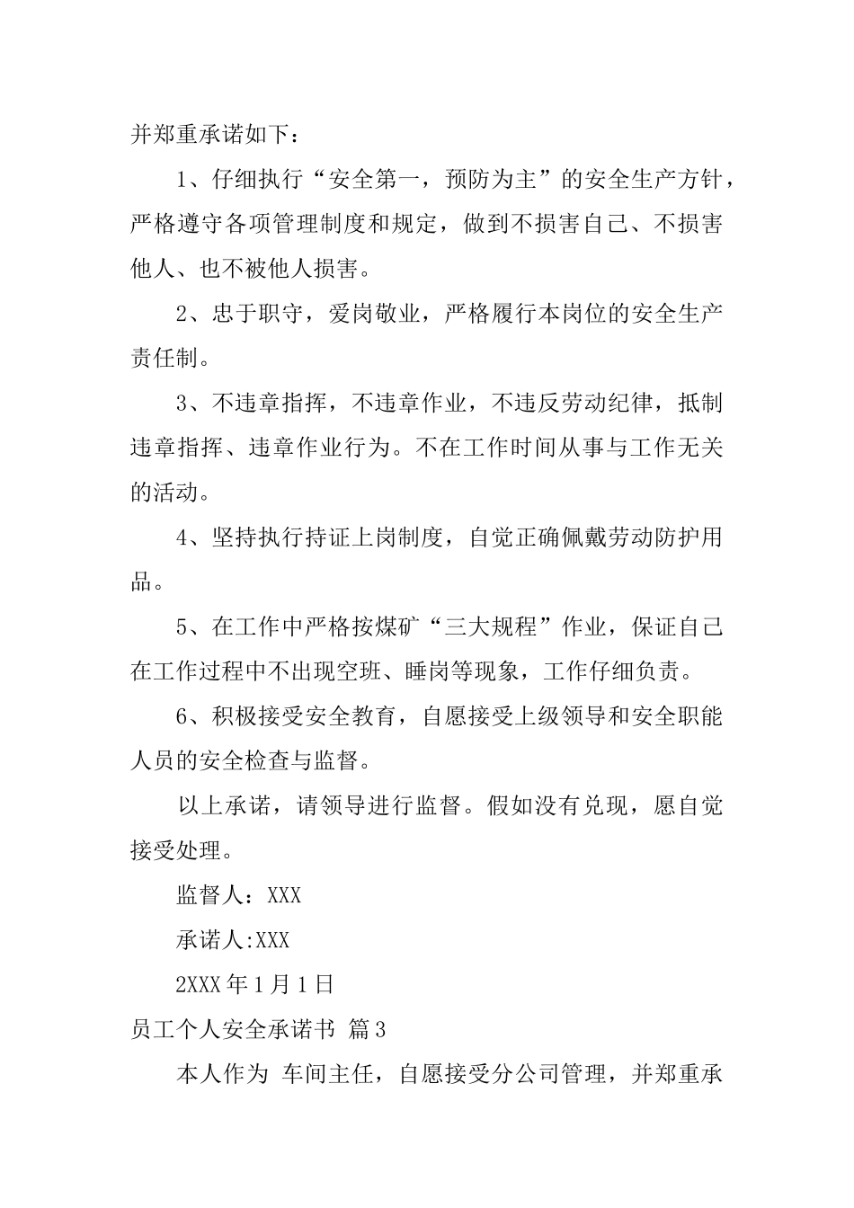 员工个人安全承诺书模板汇总8篇_第3页