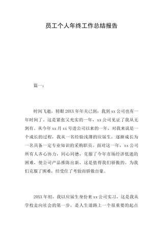 员工个人年终工作总结报告