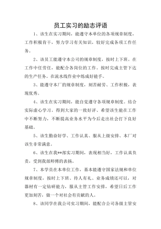 员工实习的励志评语