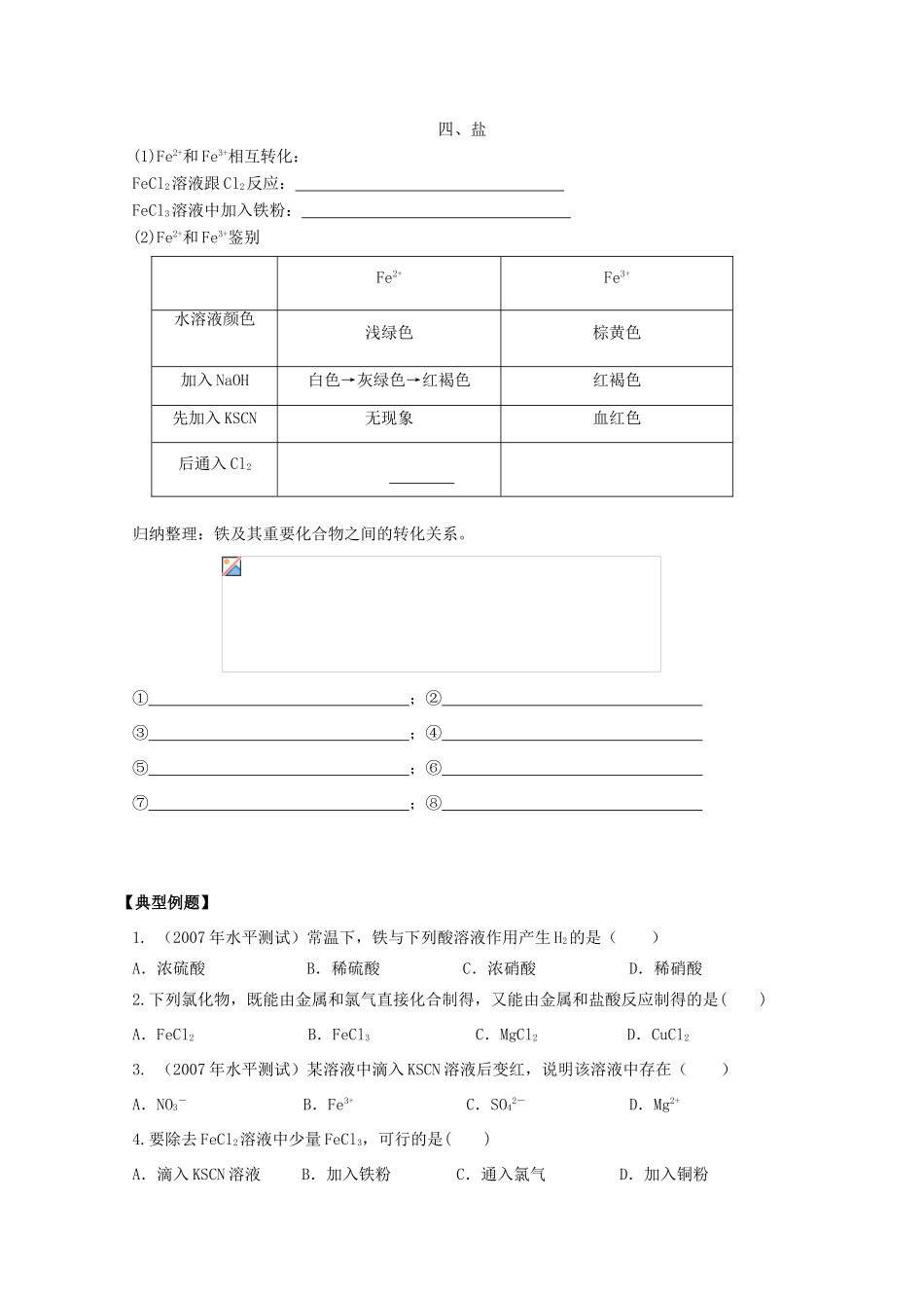江苏省2012高二化学 7铁及其化合物学业水平复习学案_第2页