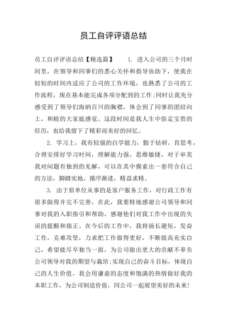 员工自评评语总结
