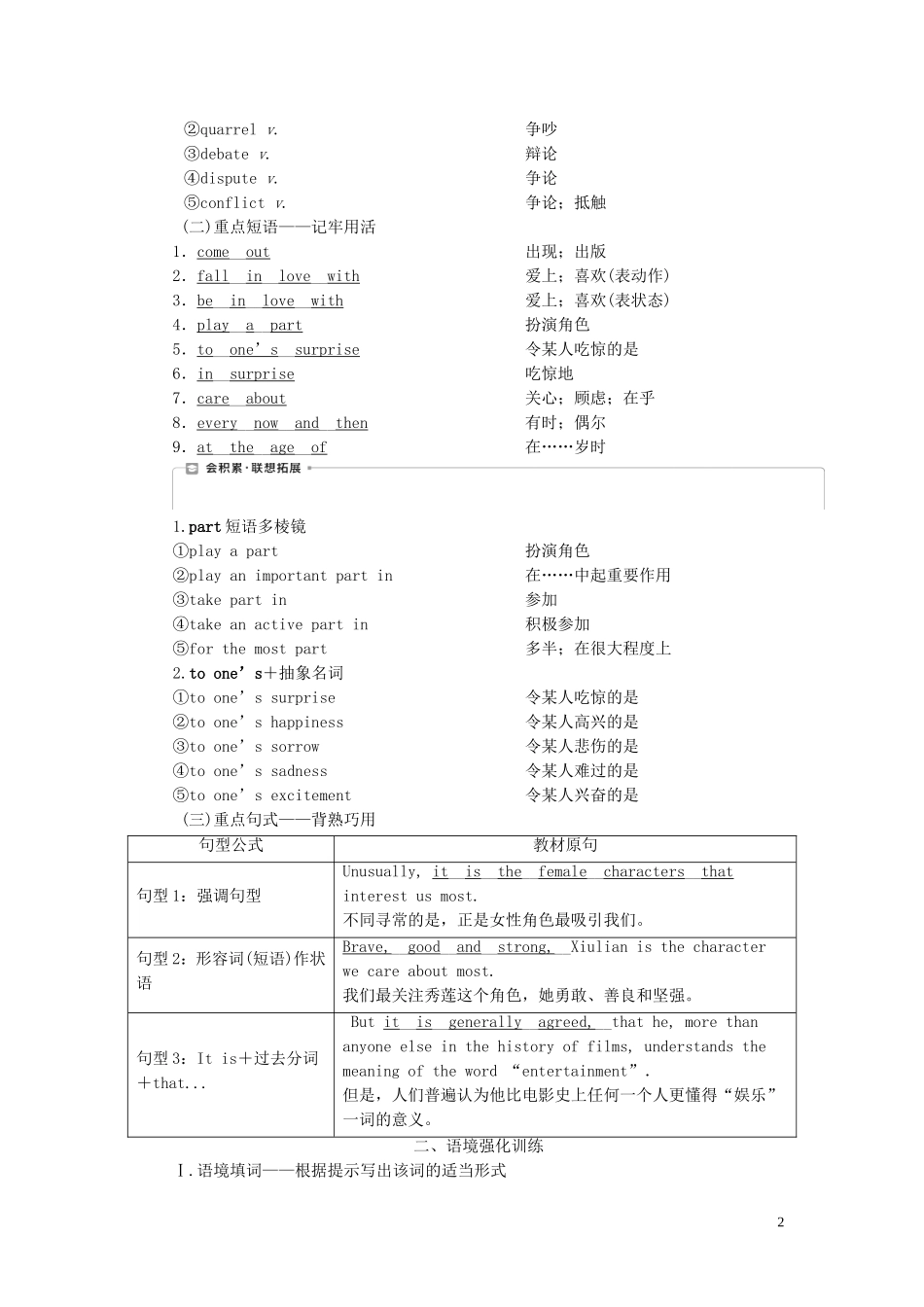 新高考英语一轮复习 Module 6 Films and TV Programmes学案 外研版必修2-外研版高三必修2英语学案_第2页