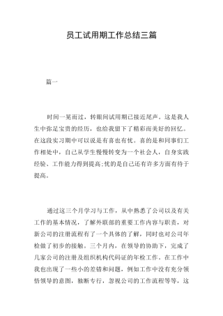 员工试用期工作总结三篇