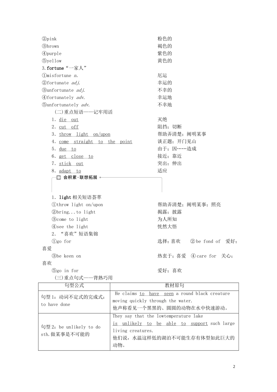 新高考英语一轮复习 Module 6 Unexplained Mysteries of the Natural World学案 外研版必修4-外研版高三必修4英语学案_第2页