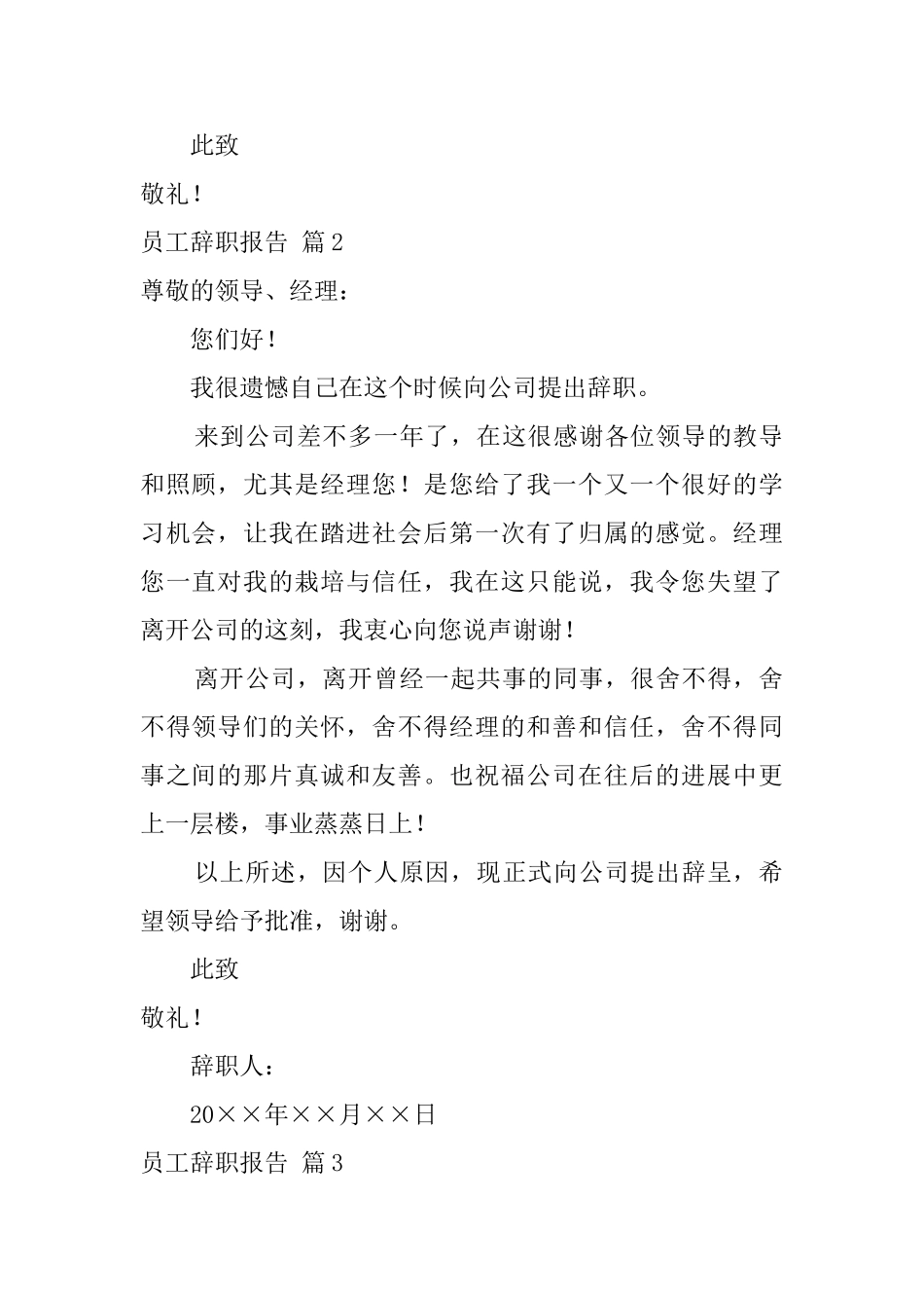 员工辞职报告模板合集10篇_第2页
