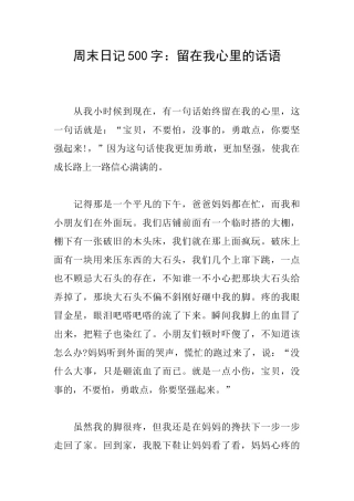 周末日记500字：留在我心里的话语