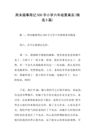 周末趣事周记500字小学六年级要真实