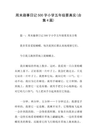 周末趣事日记500字小学五年级要真实