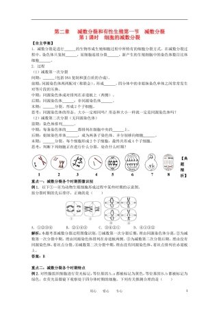江苏淮阴中学2012年高中生物 2.1《细胞的减数分裂》1学案 苏教版必修2