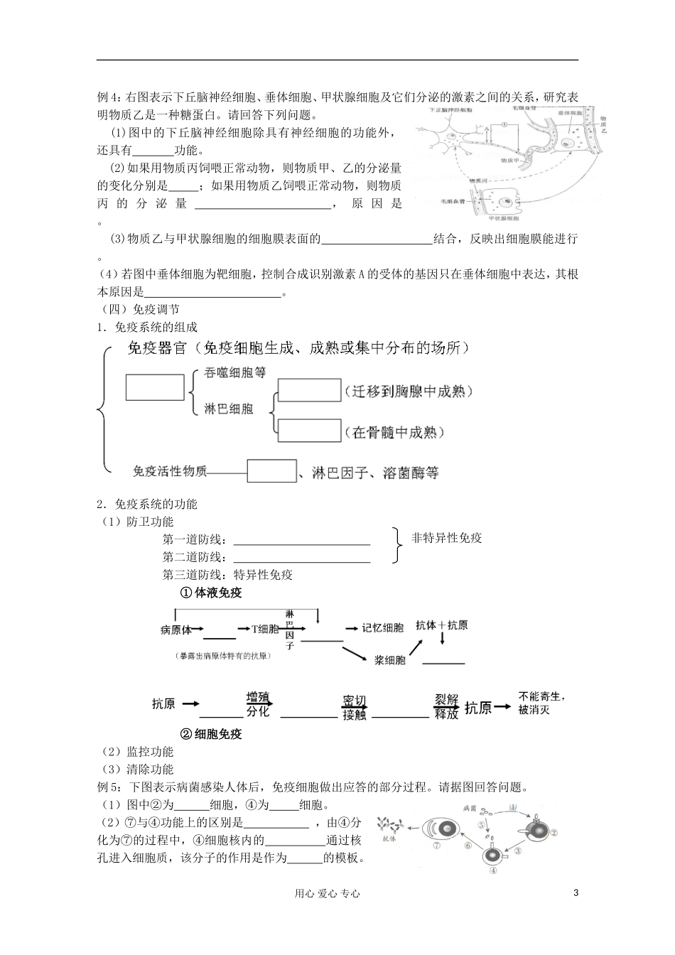 江苏省2013高二生物增效减负学案 生命活动的调节专题复习 必修3_第3页