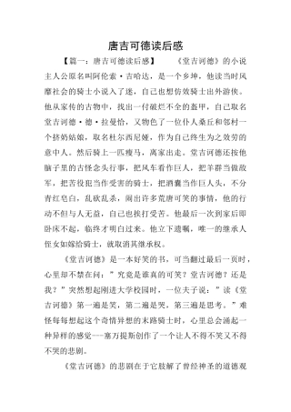 唐吉可德读后感