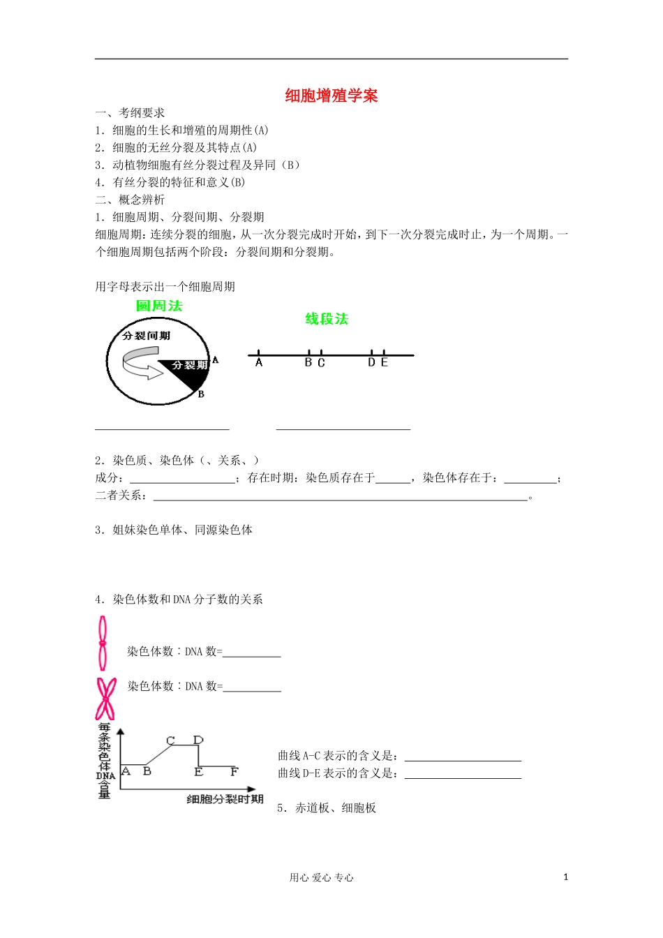 江苏省2013高二生物增效减负学案 细胞增殖 必修3_第1页