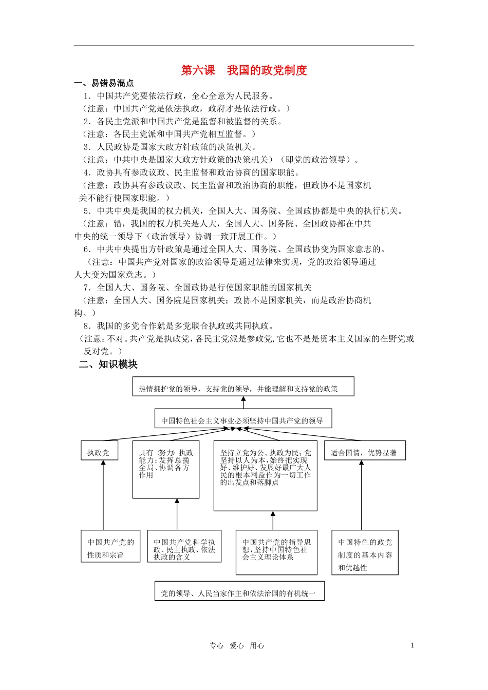 江苏省南京市2011年高三政治二轮知识专题复习 政治生活 第三单元知识板块 我国的政党制度2教案 新人教版_第1页
