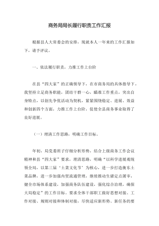商务局局长履行职责工作汇报