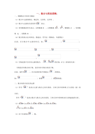 江苏省南师大附中2009精品学案 集合与逻辑一集合基础教师版