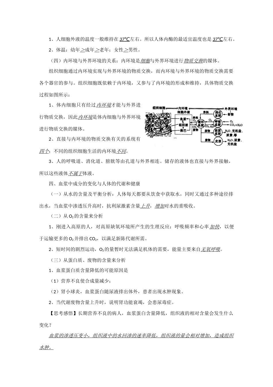 江苏省2010届高三生物二轮专题教案：细胞生活的环境_第2页