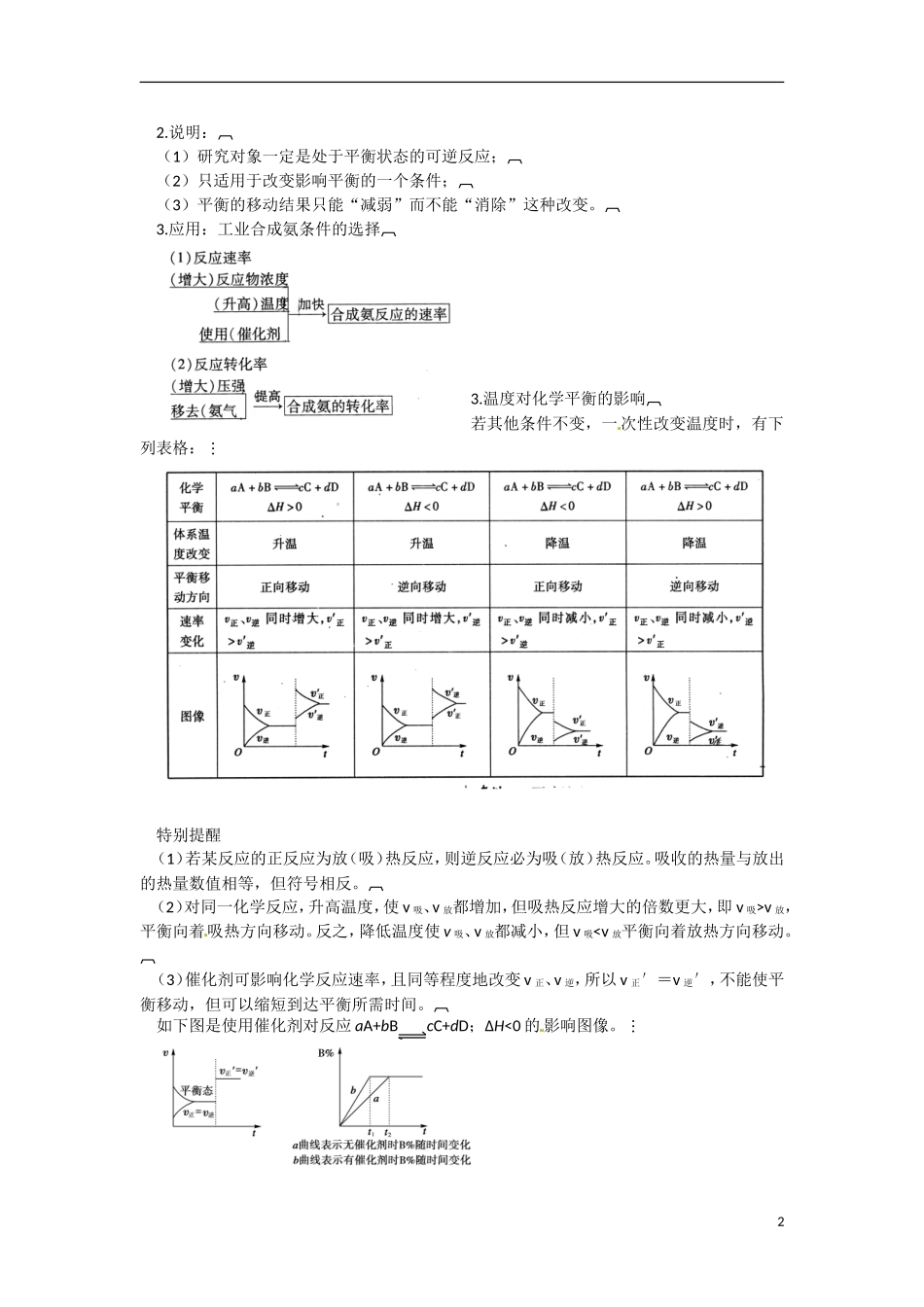 江苏省响水中学2014高中化学 化学反应原理《第18课时 化学平衡移动》学案 新人教版选修4_第2页