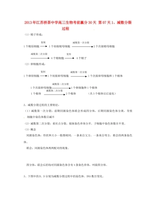 江苏省2013年栟茶中学高三生物考前赢分30天 第07天