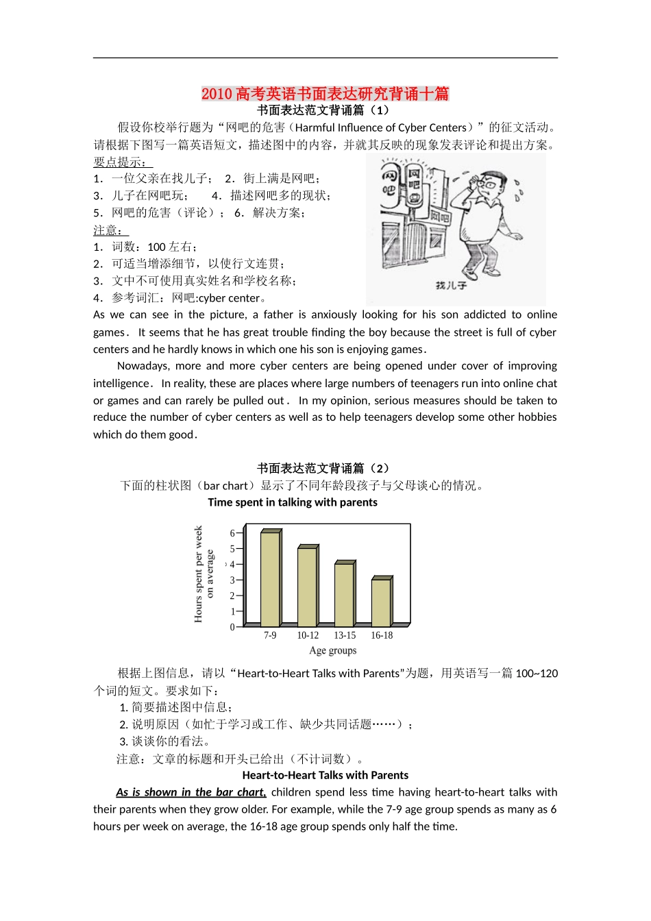 江苏省2010年高三英语高考书面表达研究背诵十篇_第1页