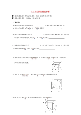 江苏省2011届高三数学第一轮复习学案 空间的角的计算 苏教版
