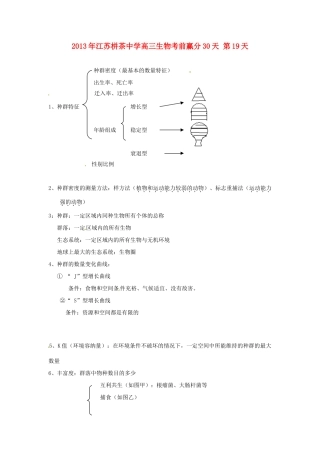 江苏省2013年栟茶中学高三生物考前赢分30天 第19天